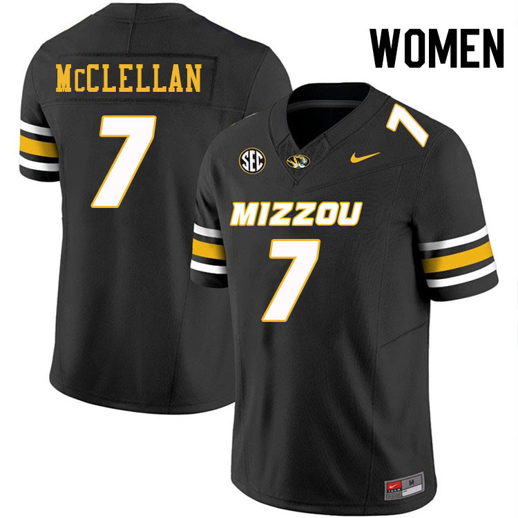 Women #7 Chris McClellan Missouri Tigers College Football Jerseys Stitched-Black